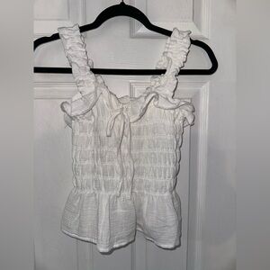 STATEMENT White Ruffled Tank Top (S)